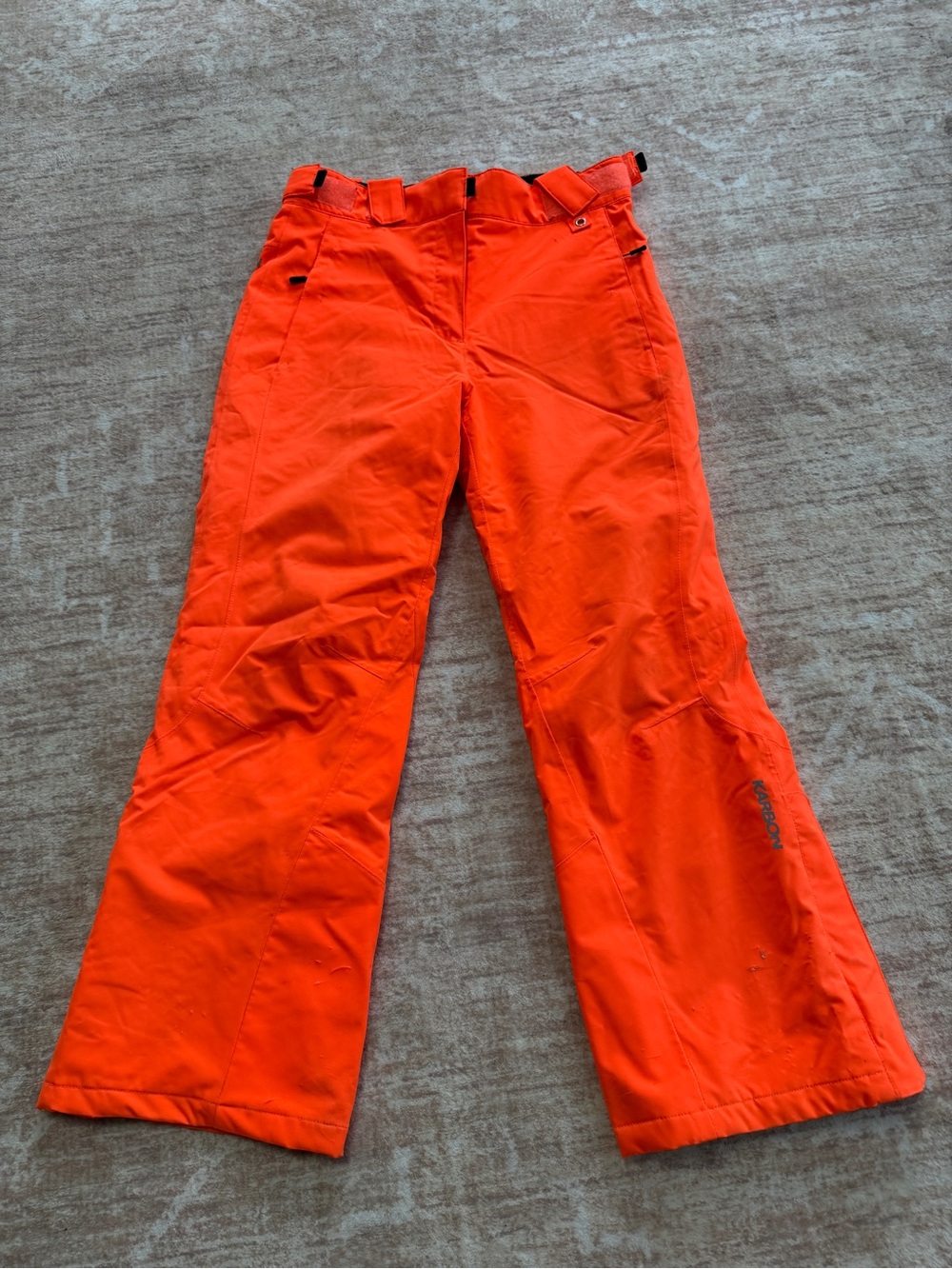 Karbon Youth Size 12 Insulated Ski Snow Pants Neon Orange Waterproof EU 146